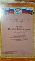 Благодарственное письмо за подготовку победителей и  призеров муниципального этапа Всероссийской олимпиады школьников 7-11 классы по литературе и русскому языку
